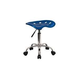  Vibrant Bright Blue Tractor Seat and Chrome Stool 