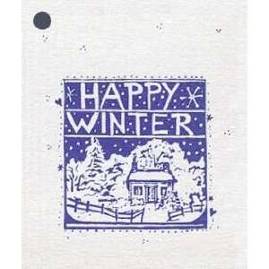  100 Hang Tags HAPPY WINTER & 100 Cut Strings for Crafts 