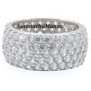   PAVE Set Cz ETERNITY Wedding Band Cubic Zirconia Ring Silver 8  