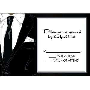  Suited Up Black African American Response Card Birthday 