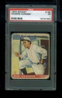 nh) 1933 GOUDEY #188 ROGERS HORNSBY PSA 1  