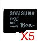 5x SAMSUNG 16GB MICRO SDHC MEMORY CARD 16GB GIG MICRO SD CARD