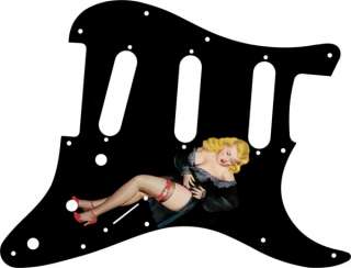 Pick Guard for Fender Stratocaster Guitar Pin Up Girl Black Negligee 