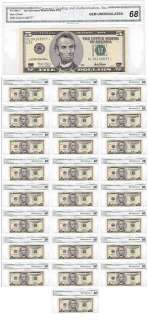 25 Pcs) Awesome CGA GEM MS/68 $5 Fed Res STAR Notes  