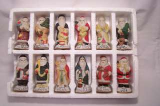 Ceramic Santa Figurines from 12 Countries   4 1/2 tall  
