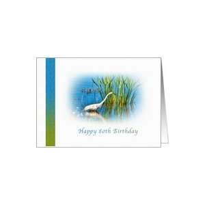  Birthday, 80th, Great Egret at the Pond Card Toys & Games