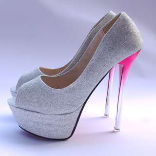 Super High Heels Glitter Party Dancing Maid Ankle Platform Open Toes 