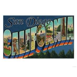  San Diego, California   Large Letter Scenes Giclee Poster 