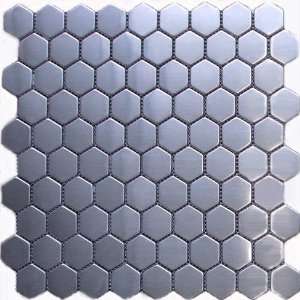  Hexagon Stainless Steel Mosaic Tile 12 X 12 Mesh Backed 