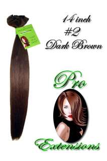 Dark Brown Clip on in Human Hair Extensions 14 inch  