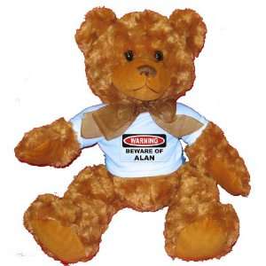   Beware of Alan Plush Teddy Bear with BLUE T Shirt Toys & Games