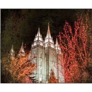  LDS Salt Lake City Temple Christmas 12x10 Plaque   Framed 