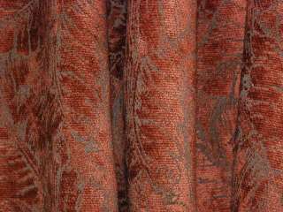 Robert Allen Russet Red Orange Brown Chenille Leaf Drapery Upholstery 