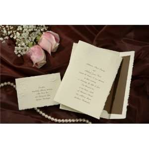  Ecru Deckled Edge with Floral Bouquet and Doves Wedding 