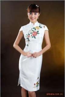 Junoesque White and Black Women silk Satin Mini Evening dress cheong 