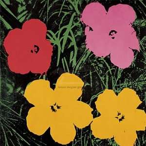 Andy Warhol 38W by 38H  Flowers, 1964 (1 Red, 1 Pink, 2 Yellow 