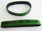 sz 8 green blk debossed silicone wristband diabetic on insulin