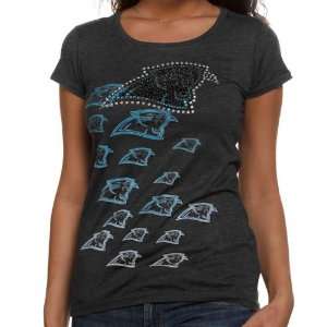 Reebok Carolina Panthers Ladies Multi Rhinestone Logo Premium T Shirt 