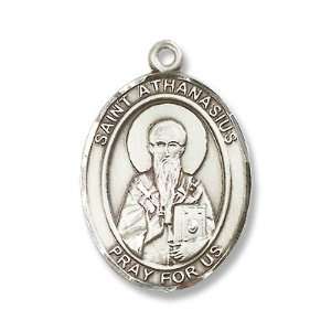 Sterling Silver St. Athanasius Medal Pendant with 24 Stainless Steel 