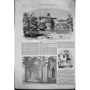  1857 India Fort Agra Interior Pearl Mosque Tower Palace 