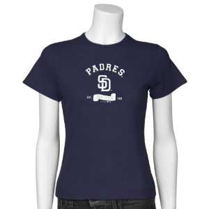 San Diego Padres Navy Blue Ladies Banner T shirt  Sports 