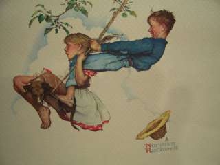 Norman Rockwell Print Boy and Girl Swing  