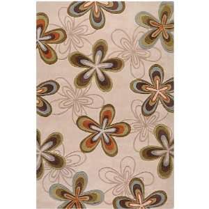   Golden Brown Olive Flowers Contemporary 3 6 x 5 6 Rug (COS 8902