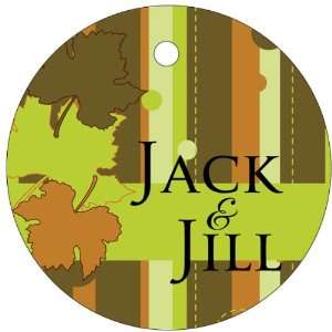  Wedding Favors Earth Tone Leaves and Stripes Design Circle 