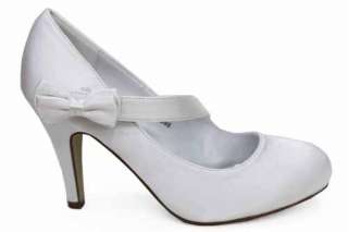 Womens Round Toe White Wedding Bridal Heels Shoes  