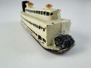 Vtg Cast Iron Riverboat Paddle Boat Ship Paperweight Antique Model 