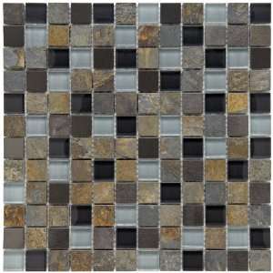 Abbey Alloy Charcoal 12 x 12 Inch Glass and Stone Mosaic Wall Tile (10 