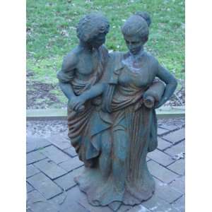   Iron Draped Classical Roman Man and Woman Sculpture 