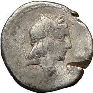 Roman Republic L Julius Bursio 85BC CHARIOT Silver Ancient Coin Genius 