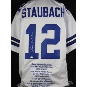  Cowboys Roger Staubach Auth Signed Stat Jersey Jsa Sports 