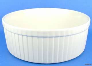 Hall 2505 White Souffle Casserole Dish Vertical Ridges  