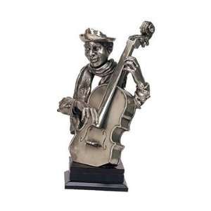  15 inch Pewter Jazz Bass Player Head And Bust Figurine 