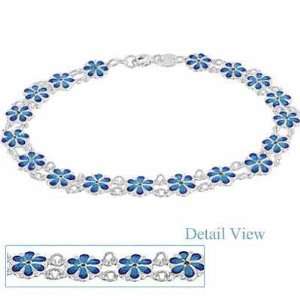  Sterling Silver Enamel flower Bracelet Jewelry