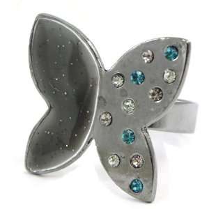    Ring french touch Papillon De Cristal gray turquoise. Jewelry