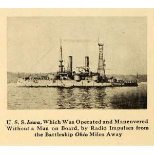  1921 Print USS Iowa Radio Ohio Battleship Boat Water 