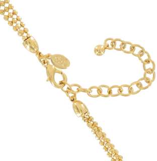   Rivers Long 3 Strand Chain Faceted Balls Gold Tone Necklace  