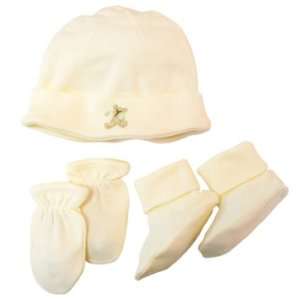   Piccolo Bambino Organic Hat Set with Mittens & Booties   Ivory Baby