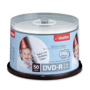 Inkjet Printable DVD R Discs, 4.7GB, 16x, Spindle, White 