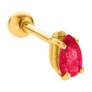   Prong Set Teardrop 14K Yellow Gold Cartilage Stud Earring Jewelry