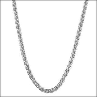 14k Solid White Gold Round Wheat Chain Necklace 20  
