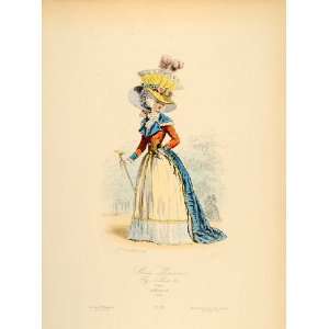  1870 French Lady Costume Dress Hat Paris Fashion 1787 