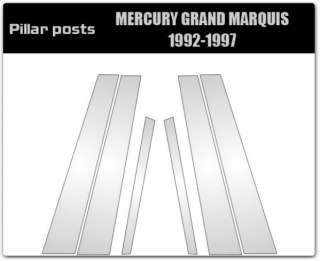 92 08 Mercury Grand Marquis CHROME Pillar covers post window mirror 