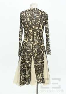 Fuzzi Black & Cream Mesh Long Sleeve Stretch Print Dress Size S  