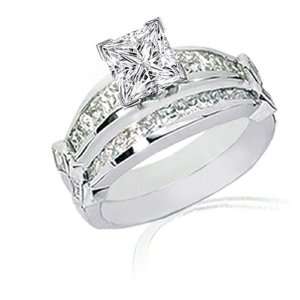 10 Ct Princess Cut Diamond Engagement Wedding Rings Channel Set 14K 
