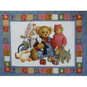  Jean Teddy Baby Panel Cheater Fabric Material Quilt Top New Nursery 