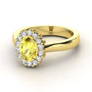  Princess Kate Ring, Oval Yellow Sapphire 14K Yellow Gold Ring 